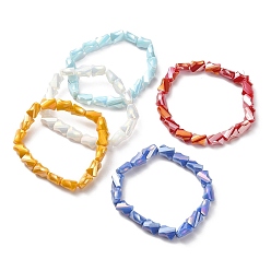 Mixed Color Glass Twist Rectangle Beaded Stretch Bracelet, Mixed Color, Inner Diameter: 2 inch(5.2cm)