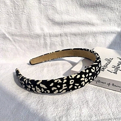 Черный Резинки для волос с леопардовым принтом, широкие тканевые аксессуары для волос для женщин и девочек, чёрные, 140 мм