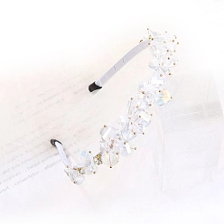 Белый Блестящие элегантные стеклянные резинки для волос, аксессуары для волос для девочек и женщин, белые, 380 мм