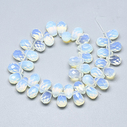 Opalite Opalite Beads Strands, Top Drilled Beads, Faceted, Teardrop, 11.5~12x8mm, Hole: 0.8mm, about 40pcs/strand, 8.2 inch
