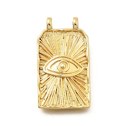 Eye Подвески прямоугольника латуни, без кадмия и без свинца, долговечный, стойки покрытие, реальный 18 k позолоченный, глаз, 24x13.5x2.5 мм, отверстие : 1.6 мм