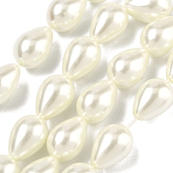 пшеница Экологичные стеклянные жемчужные бусины в форме капли, цвет пшеницы, 13x9 мм, отверстие : 1 мм, около 31 шт / нитка, 16.1 дюйм