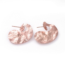 Розовое Золото Латунь серьги, с ушными гайками и 925 булавкой из стерлингового серебра, розовое золото , 25~26x28~29 мм, штифты : 0.7 мм