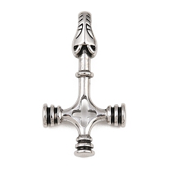 Античное Серебро 304 подвески из нержавеющей стали, христианские амулеты в виде перевернутого креста, ионное покрытие (ip), античное серебро, 45.5x25.5x8 мм, отверстие : 7.5x5 мм