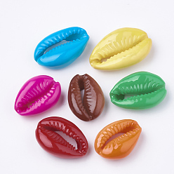 Mixed Color Spray Paint Cowrie Shell Beads, Two Tone, No Hole/Undrilled, Mixed Color, 20~25x14~16x5~7mm