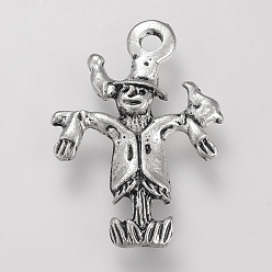 Античное Серебро Сплавочные подвески тибетского стиля, подвески на тему сада, без кадмия и без свинца, пугало, античное серебро, 23x16.5x2 мм, отверстие : 2 мм, Около 870 шт / 1000 г