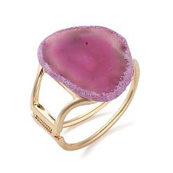 Средний Фиолетово-красный Обшивка стойки латунь с натуральным агатом, окрашенные, браслеты для женщин, средне фиолетовый красный, внутренний диаметр: 60x51 мм