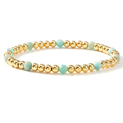Амазонит Натуральный амазонитовые бисерные браслеты простирания, составные браслеты для женщин, круглые, 6.89 дюйм (17.5 см)