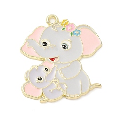 Разноцветный Подвески из эмали и сплава, золотые, очарование слона, красочный, 29.5x28.5x1.5 мм, отверстие : 1.8 мм
