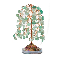 Зеленый Авантюрин Натуральные зеленые авантюриновые чипсы дерево жизни украшения, Медная проволока, энергетический камень фэн-шуй, подарок для женщин и мужчин, медитация, 40~45x100~110 мм