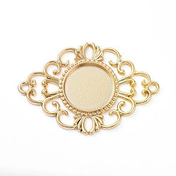 Золотой Сплавочные коннекторы для размещения стразов, чашки безель с краями, ромб, золотые, лоток : 18 мм, 37x53x2.5 мм, отверстие : 2.5 мм