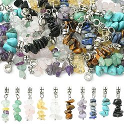 Смешанные камни 50 шт. 10 стильные европейские подвески из натуральных и синтетических драгоценных камней, со сплавочной фурнитурой, 35 мм