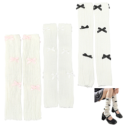 Белый 3 пары 3 модели хлопковые рукава с бантом, гетры, японские носки в стиле лолиты, белые, 390x80~85x4.5~7 мм, 1 пара / стиль