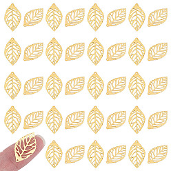 Золотой 200шт. подвески из листового железа, гравированные металлические украшения, золотые, 23.5x14x0.4 мм, отверстие : 1 мм