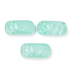 Средний Аквамарин Подвески из прозрачного стекла, окрашенные распылением, звенья изогнутого прямоугольника, средний аквамарин, 25x12x6.5 мм, отверстие : 1.4 мм