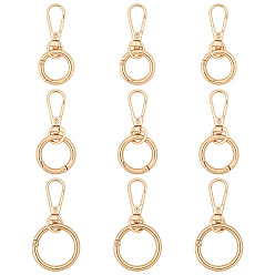 Золотой 9шт. 3 стили поворотные застежки из цинкового сплава, с пружинными кольцами ворот, золотые, 57~64 мм