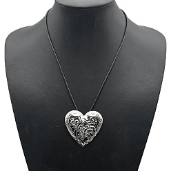 Серебро Ожерелье из сплава с подвеской в виде круглого сердца с цветком любви и рыбой, серебряные