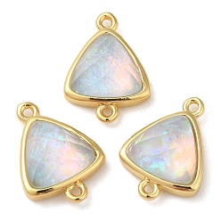 Champagne Yellow Synthetic Opal Connector Charms, Rack Plating Brass Triangle Links, Golden, Champagne Yellow, 17.5x12.5x6mm, Hole: 1.4mm