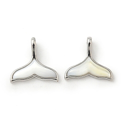 Платина Латунные подвески, с оболочкой, прелести рыбий хвост, без свинца и без кадмия, стойки покрытие, долговечный, платина, 12x13x3 мм, отверстие : 2.5x1 мм