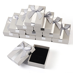 Светло-серый Прямоугольные бумажные подарочные коробки для украшений с бантом, футляр-органайзер для сережек, Браслеты, хранение колец, светло-серый, 6.8x9.1x3.1 см