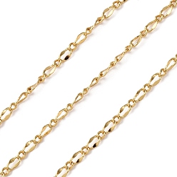 Настоящее золото 18K Латунные цепочки, без свинца и без кадмия, стойки покрытие, долговечный, с катушкой, пайки, реальный 18 k позолоченный, 3.7x2x0.5 mm и 2x1.5x0.5 mm