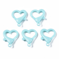 Светло-Синий Непрозрачные акриловые застежки в виде когтей лобстера, сердце, голубой, 26.5x22x6.5 мм, отверстие : 3 мм