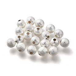 Посеребрённый Латунные бусины, долговечный, матовым круглым, без никеля , 925 серебро покрытием, 5x4.5 мм, отверстие : 1.4 мм