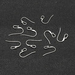 Silver 925 Sterling Silver Earring Hooks, Silver, 17x2mm, Hole: 2mm, 22 Gauge, Pin: 0.6mm