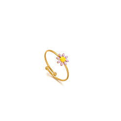Сливовый Daisy 304 эмалированные открытые манжеты из нержавеющей стали для женщин, слива, 6.5 мм, регулируемый