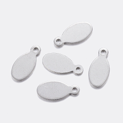 Stainless Steel Color 304 Stainless Steel Charms, Stamping Blank Tag, Oval, Stainless Steel Color, 12x6x1mm, Hole: 1mm