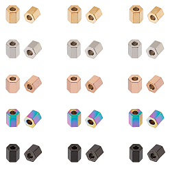 Mixed Color PVD Vacuum Plating 304 Stainless Steel Spacer Beads, Hexagon, Mixed Color, 4.5x4.5x4mm, Hole: 1.8mm, 5 colors, 10pcs/color, 50pcs/box