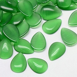 Средний Морско-зеленый Кабошоны кошачьего глаза, слеза, средний морской зеленый, 14x10x2.5 мм