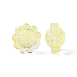 Yellow Transparent Spray Painted Glass Beads, Sunflower, Yellow, 15x10mm, Hole: 1.2mm