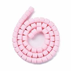 Pink Handmade Polymer Clay Bead Strands, Column, Pink, 6.5x6mm, Hole: 1.2mm, about 61pcs/strand, 15.75 inch(40cm)