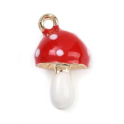 Красный Сплав эмали прелести, грибное очарование, золотые, красные, 15x8 мм, отверстие : 1.4 мм