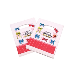 Bowknot 100ПК прямоугольные пластиковые подарочные пакеты для ювелирных изделий с отверстием для ручки, для розничных магазинов, бантом, 20x15 см