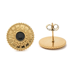 Настоящее золото 18K Ионное покрытие (ip) 304 плоские круглые серьги-гвоздики из нержавеющей стали, с эмалью, реальный 18 k позолоченный, 15 мм