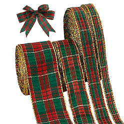 Tartan Красная и зеленая клетчатая новогодняя лента из поликоттона, для шитья украшения, шотландка, 3/8~1-1/2 дюйм (10.5~39 мм)