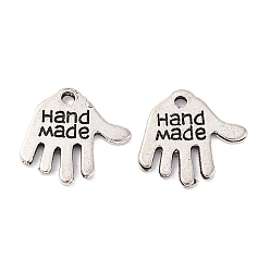 Античное Серебро Тибетский стиль сплава ручной работы слово ручной работы талисманы, без кадмия и без свинца, для подарочной упаковки, античное серебро, 12.5x12x0.8 мм, отверстие : 1 мм