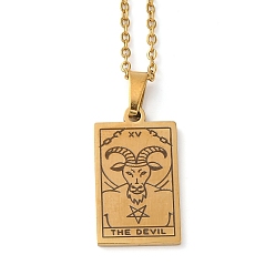 Другие Тема Таро 304 подвесные ожерелья из нержавеющей стали для женщин, кабель ожерелья цепи, реальный 18 k позолоченный, дьявол, 45.5 см, Кулон : 22.5x13 мм