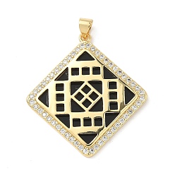 Rhombus Латунные микро проложить кубического циркония смолы подвески, без свинца и без кадмия, долговечный, реальный 18 k позолоченный, стойки покрытие, ромб, 36x33.5x2.7 мм, отверстие : 3.8x3.5 мм