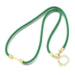 Темно-Зеленый 3мм круглые нейлоновые миланские шнуры для изготовления ожерелий, с латунными выводами и 303 застежками из лобстера из нержавеющей стали, золотые, долговечный, стойки покрытие, темно-зеленый, 19.53 дюйм (49.6 см)
