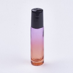 Colorful 10ml Glass Gradient Color Essential Oil Empty Roller Ball Bottles, with PP Plastic Caps and Stainless Steel Roller Ball, Colorful, 8.55x2cm, Capacity: 10ml(0.34 fl. oz)