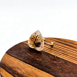 Сэнди Коричневый 304 открытые кольца манжеты из нержавеющей стали, Сердце со цветками , cmолой, золотые, песчаный коричневый, 18 мм