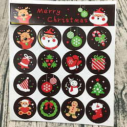 Mixed Color Sealing Stickers, Label Paster Picture Stickers, Cartoon Christmas Theme, Mixed Color, 30mm, 16pcs/sheet