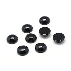 Black Agate Dyed Natural Black Agate Gemstone Cabochons, Half Round, 12x5mm