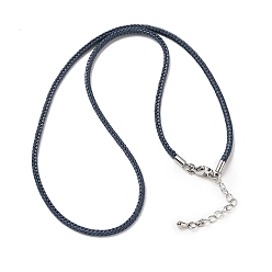 Кадет Синий 2.5мм нейлоновый плетеный шнур для изготовления ожерелий, с латунными выводами и 304 застежками из лобстера из нержавеющей стали, долговечный, стойки покрытие, платина, кадетский синий, 17.72 дюйм (45 см)