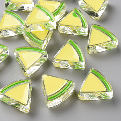 Champagne Yellow Transparent Enamel Acrylic Beads, Watermelon, Champagne Yellow, 23.5x25.5x9mm, Hole: 3.5mm