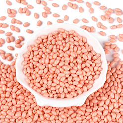 Легкий Лосось Выпечка краска стеклянные бусины, овальные, светлый померанцевый, 7x4~4.5 мм, отверстие : 0.9 мм, Около 2500 шт / фунт