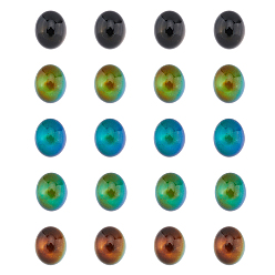 Черный Полупрозрачные стеклянные кабошоны, кабошоны изменяющие цвет настроения, Плоско-овальные, чёрные, 10.5x8.5x6 мм, 40 шт / коробка